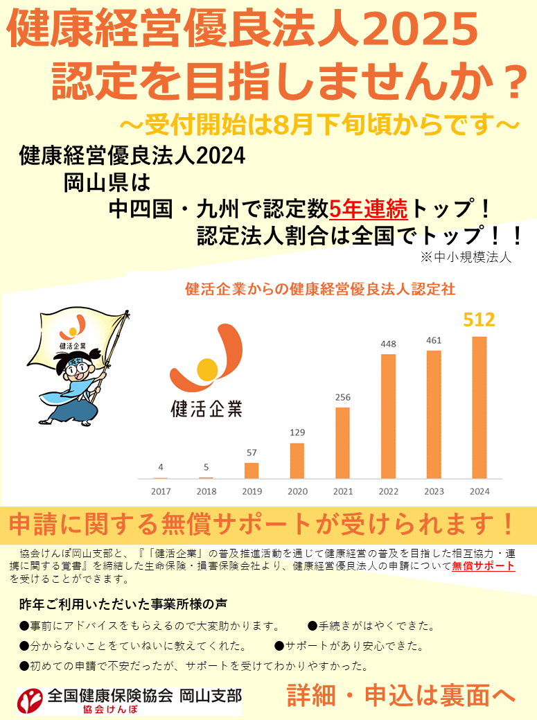 健康経営優良法人申請無償サポート勧奨チラシ