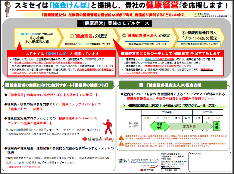 住友生命　健康経営優良法人申請無償サポートチラシ