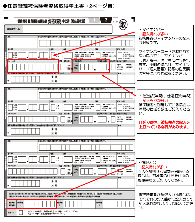 任意継続被保険者資格取得申出書記入のポイント①（修正）