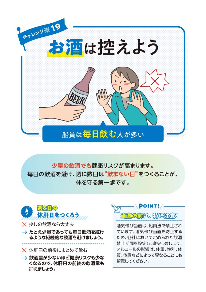 船員向け健康づくり冊子『ヘルスコンパス』より抜粋「禁煙・節酒編⑩」