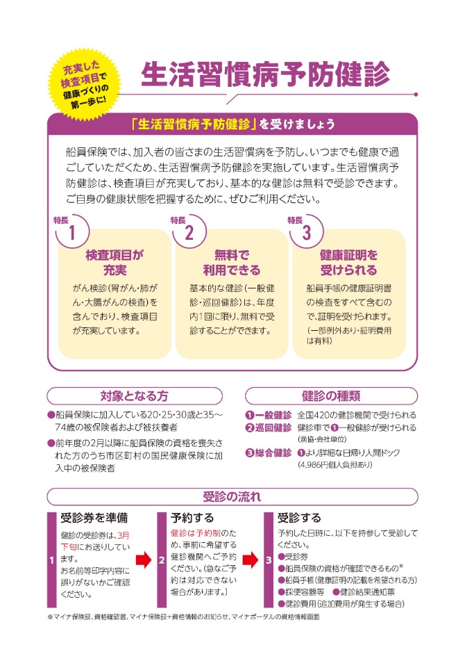 「生活習慣病予防健診」を受けましょう