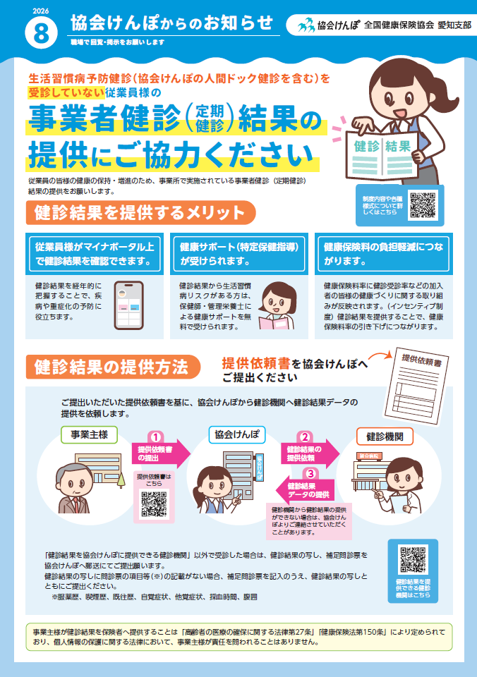 協会けんぽからのお知らせR8.8
