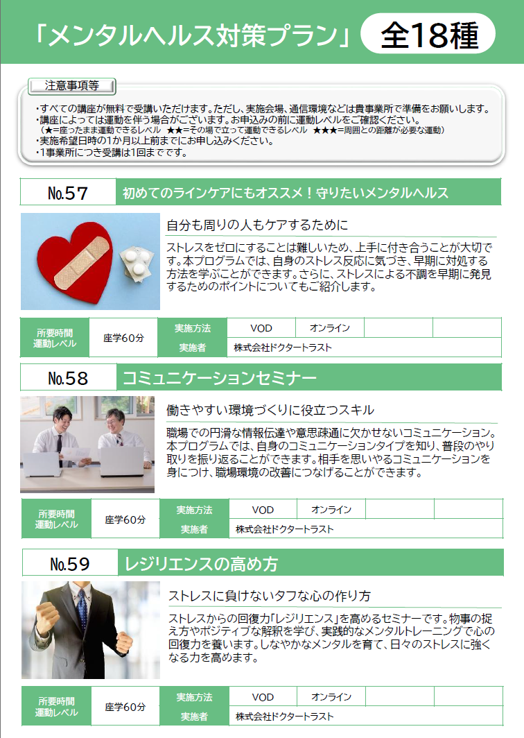 メンタルヘルス対策プランサムネイル画像
