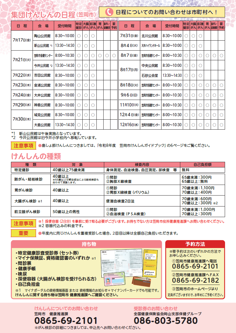 市町村集団健診受診案内DM3笠岡市