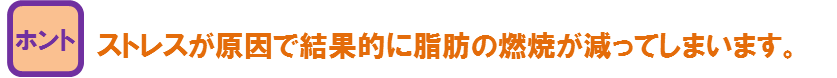 ストレスで結果的に脂肪の燃焼が減ります