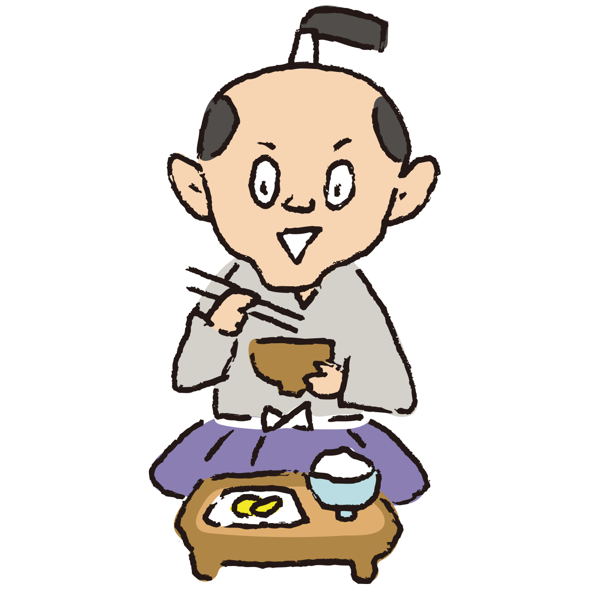 R4.7.22　漫画（朝食）④ご飯食べる侍