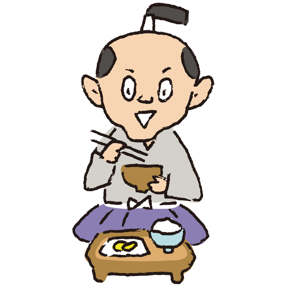 R4.7.22 漫画(朝食)④ご飯食べる侍