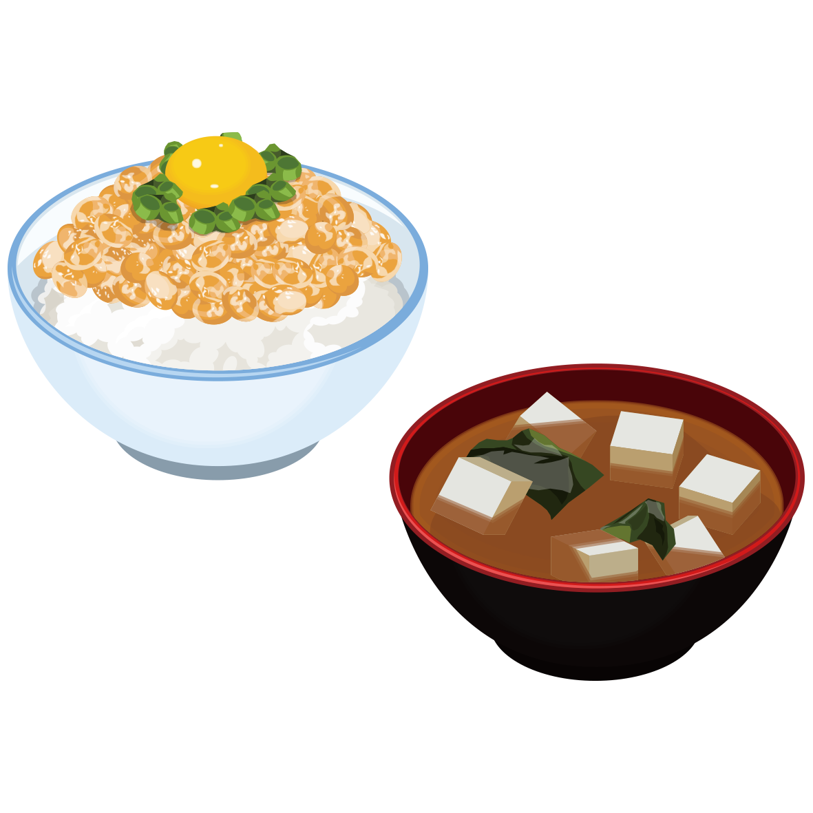 R4.7.22 漫画(朝食)⑬納豆&卵かけごはん、豆腐みそ汁