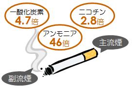 副流煙は主流煙より刺激性が強い