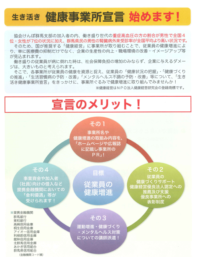 生き活き健康事業所宣言」をして、健康経営を始めましょう！  都 