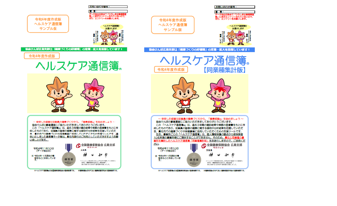 R4ヘルスケア通信簿サンプル　2種類