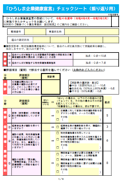 ひろしま企業健康宣言　チェックシートR5