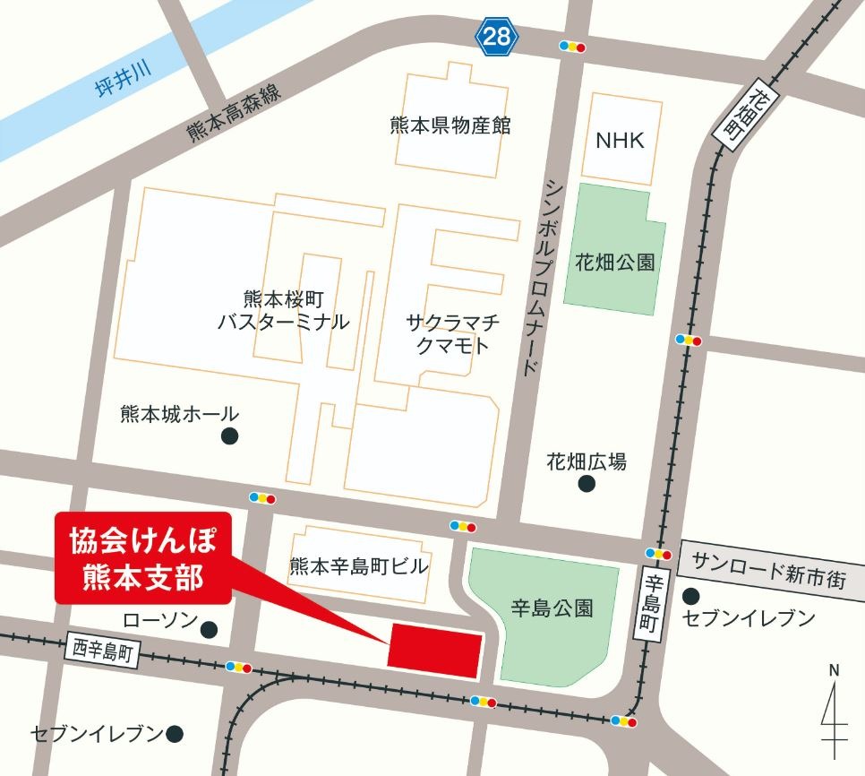 協会けんぽ熊本支部周辺地図