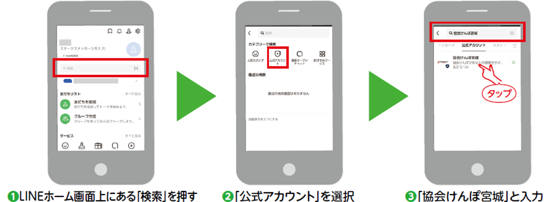 LINE アカウント名から追加手順