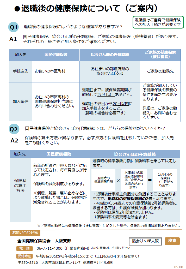 退職予定者向け保険証返却周知リーフレット（裏面）