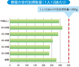 野菜の世代別摂取量