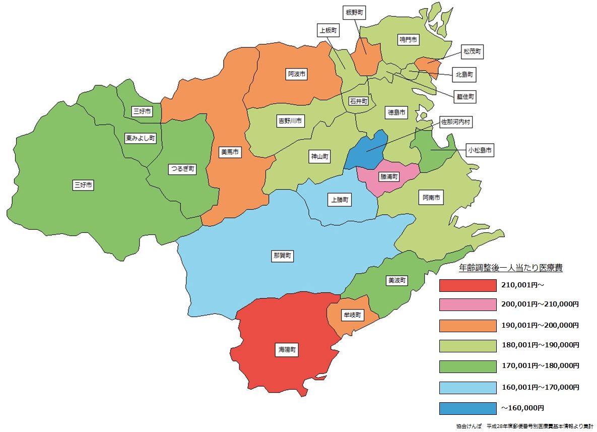 年齢調整後一人当たり医療費（地域別）