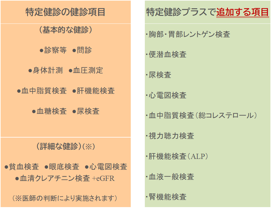 特定健診プラスの健診内容2