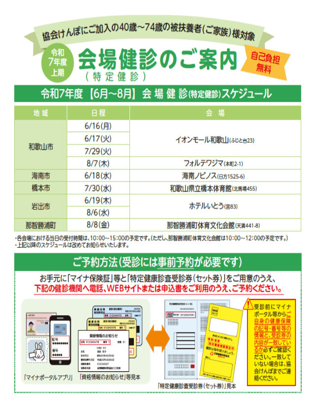 令和7年度上期 会場健診案内①