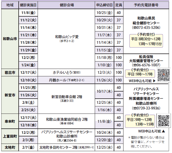 令和6年度生活出張健診日程画像